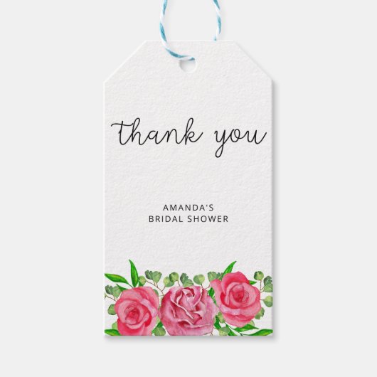 Rozen vrijgezellenfeest dank u label cadeaulabel (Voorkant)