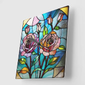 Rozen Wandklok, 27,3 cm Vierkant Acryl Vierkante Klok (Hoek)