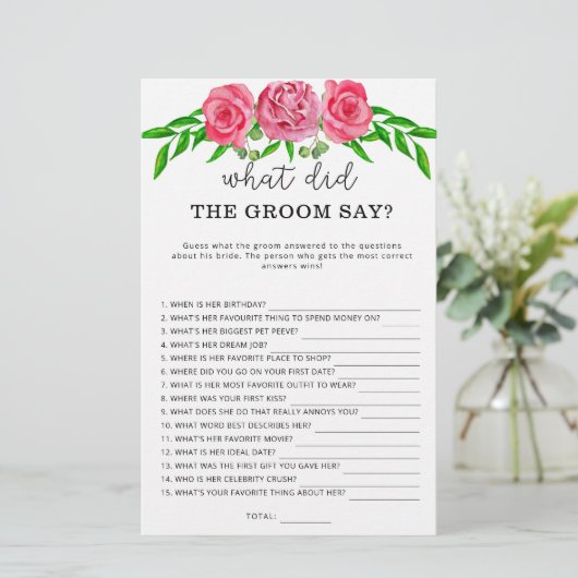 Rozen Wat zei de groom tegen het bruidsspel? (Staand voorkant)