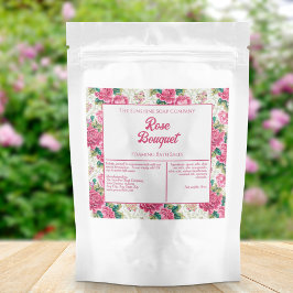 Rozen waterdicht badzout label Sparkling Wijnetiket