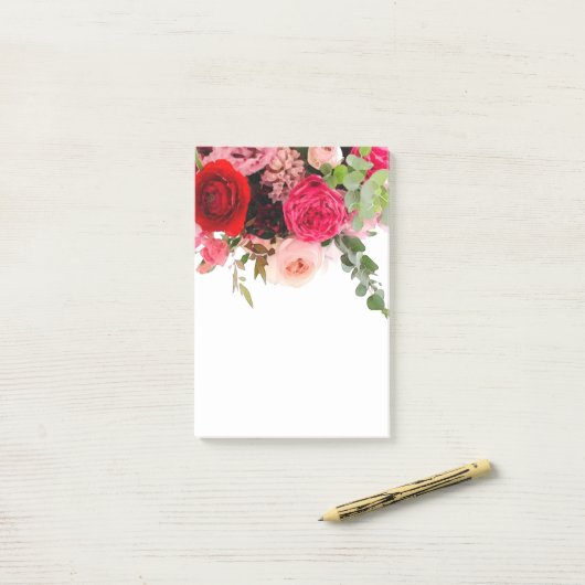 Rozen Waterverf bloemen Blanco Sjabloon Post-it® Notes (Op bureau)