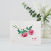 Rozen Waterverf Bloemen Briefkaart (Staand voorkant)
