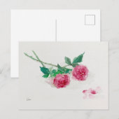 Rozen Waterverf Bloemen Briefkaart (Voorkant / Achterkant)