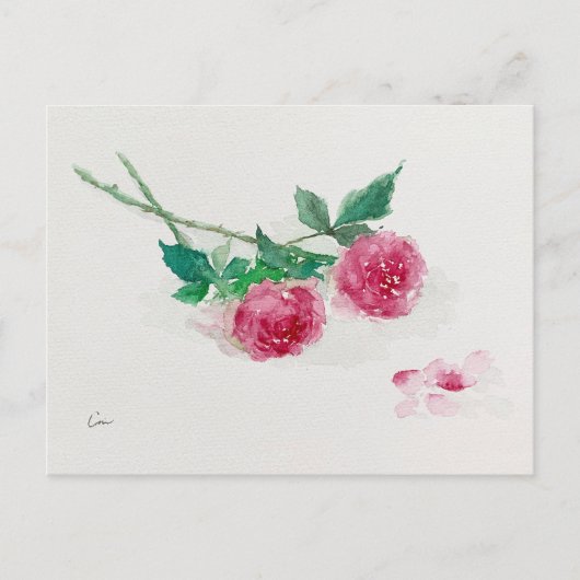 Rozen Waterverf Bloemen Briefkaart (Voorkant)