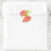 Rozen Waterverf bloemen Roze Oranje Geschilderd Ronde Sticker (Tas)