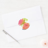 Rozen Waterverf bloemen Roze Oranje Geschilderd Ronde Sticker (Envelop)