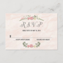 Rozen Waterverf Bruiloft RSVP Kaart
