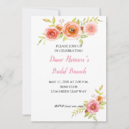 Rozen Waterverf Floral Bridal Shower Kaart