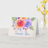 Rozen Waterverf Floral Weddenschap Hartelijk dank Kaart (Gele Bloem)