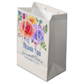 Rozen Waterverf Floral Weddenschap Hartelijk dank Medium Cadeauzakje (Achterkant Gekanteld)