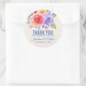 Rozen Waterverf Floral Weddenschap Hartelijk dank Ronde Sticker (Tas)