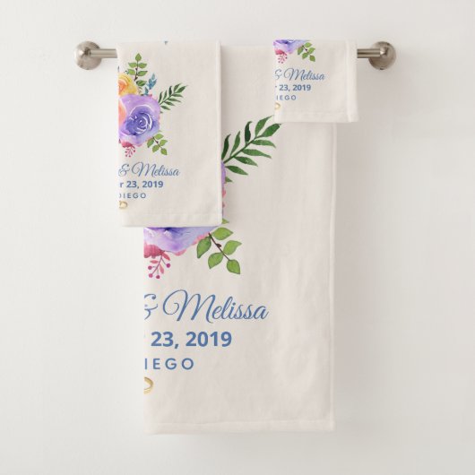 Rozen Waterverf Floral Wedding Bad Handdoek (Insitu)