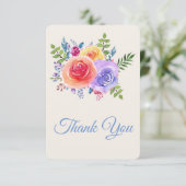 Rozen Waterverf Floral Wedding Bedankkaart (Staand voorkant)