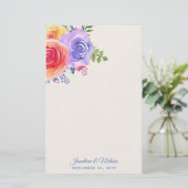Rozen Waterverf Floral Wedding Briefpapier (Staand voorkant)