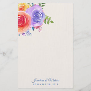 Rozen Waterverf Floral Wedding Briefpapier