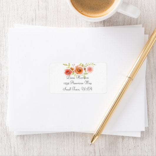 Rozen Waterverf Floral Wedding Etiket (Insitu)