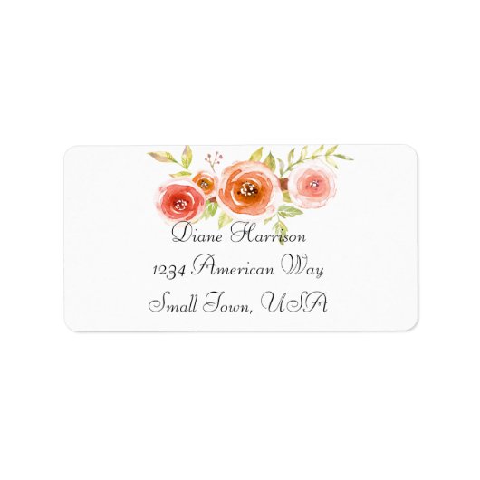 Rozen Waterverf Floral Wedding Etiket (Voorkant)