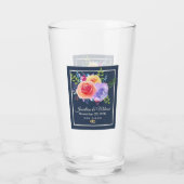 Rozen Waterverf Floral Wedding Glas (Achterkant)