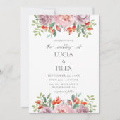 Rozen Waterverf Floral Wedding Kaart (Voorkant)