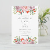 Rozen Waterverf Floral Wedding Kaart (Staand voorkant)