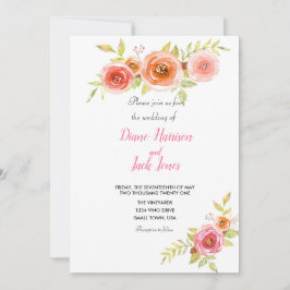 Rozen Waterverf Floral Wedding Kaart