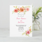 Rozen Waterverf Floral Wedding Kaart (Staand voorkant)