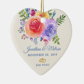 Rozen Waterverf Floral Wedding Keramisch Ornament (Rechts)