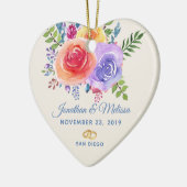Rozen Waterverf Floral Wedding Keramisch Ornament (Links)