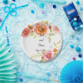 Rozen Waterverf Floral Wedding Papieren Bordje (Feest)
