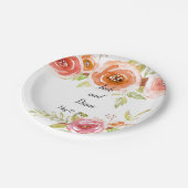 Rozen Waterverf Floral Wedding Papieren Bordje (Gekanteld)