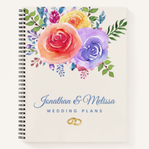 Rozen Waterverf Floral Wedding Plans Notitieboek