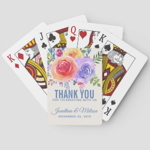 Rozen Waterverf Floral Wedding Pokerkaarten