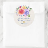 Rozen Waterverf Floral Wedding Ronde Sticker (Tas)
