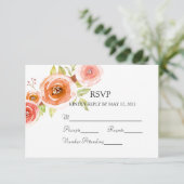 Rozen Waterverf Floral Wedding RSVP Kaartje (Staand voorkant)