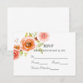 Rozen Waterverf Floral Wedding RSVP Kaartje (Voorkant / Achterkant)