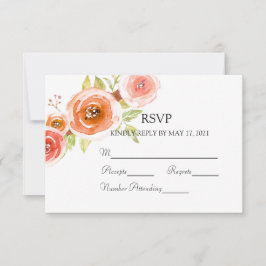 Rozen Waterverf Floral Wedding RSVP Kaartje