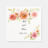 Rozen Waterverf Floral Wedding Servet (Voorkant)