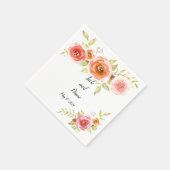 Rozen Waterverf Floral Wedding Servet (Hoek)