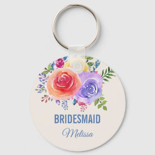 Rozen Waterverf Floral Wedding Sleutelhanger