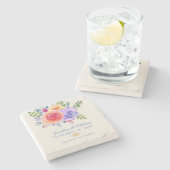 Rozen Waterverf Floral Wedding Stenen Onderzetter (Zijkant)