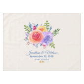 Rozen Waterverf Floral Wedding Tafelkleed (Voorkant (Horizontaal))