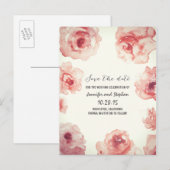 rozen waterverf geschilderd floral Save the date Aankondigingskaart (Voorkant / Achterkant)