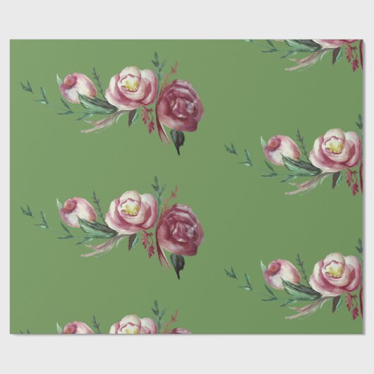 Rozen Waterverf inpakpapier, 30 in x 6 ft Cadeaupapier (Vlak)