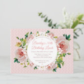  Rozen Waterverf Lace Birthday Kaart (Staand voorkant)