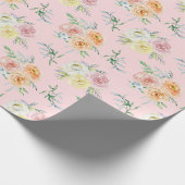 Rozen waterverf op Blush roze omwikkelpapier Cadeaupapier (Hoek)