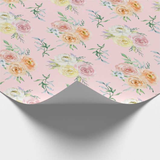 Rozen waterverf op Blush roze omwikkelpapier Cadeaupapier (Hoek)