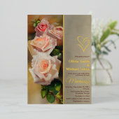 Rozen Waterverf Romantische herfst bruiloft uitnod Folie Feestdagenkaart (Staand Voorkant)
