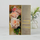 Rozen Waterverf Romantische QR-code Bruiloft Uitno Folie Feestdagenkaart (Staand Voorkant)