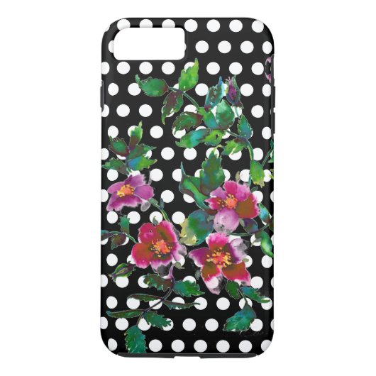 Rozen waterverf roze rozen polka dots Case-Mate iPhone Case (Achterkant)