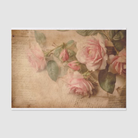 Rozen Waterverf Rozen Roze rozen ontkoppeling Tissuepapier (Voorkant)